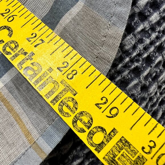 prAna Button Up Short Sleeve Blue Grey Yellow Cream Men's Size M - Picture 13 of 14